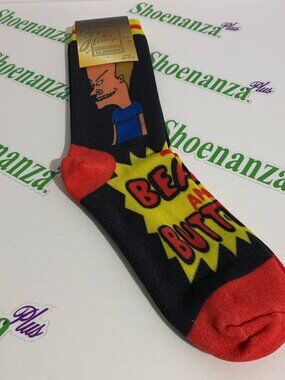 Headgear Classics Socks Bevis And Butthead MTV Crew Black Mens Size 9 - 13